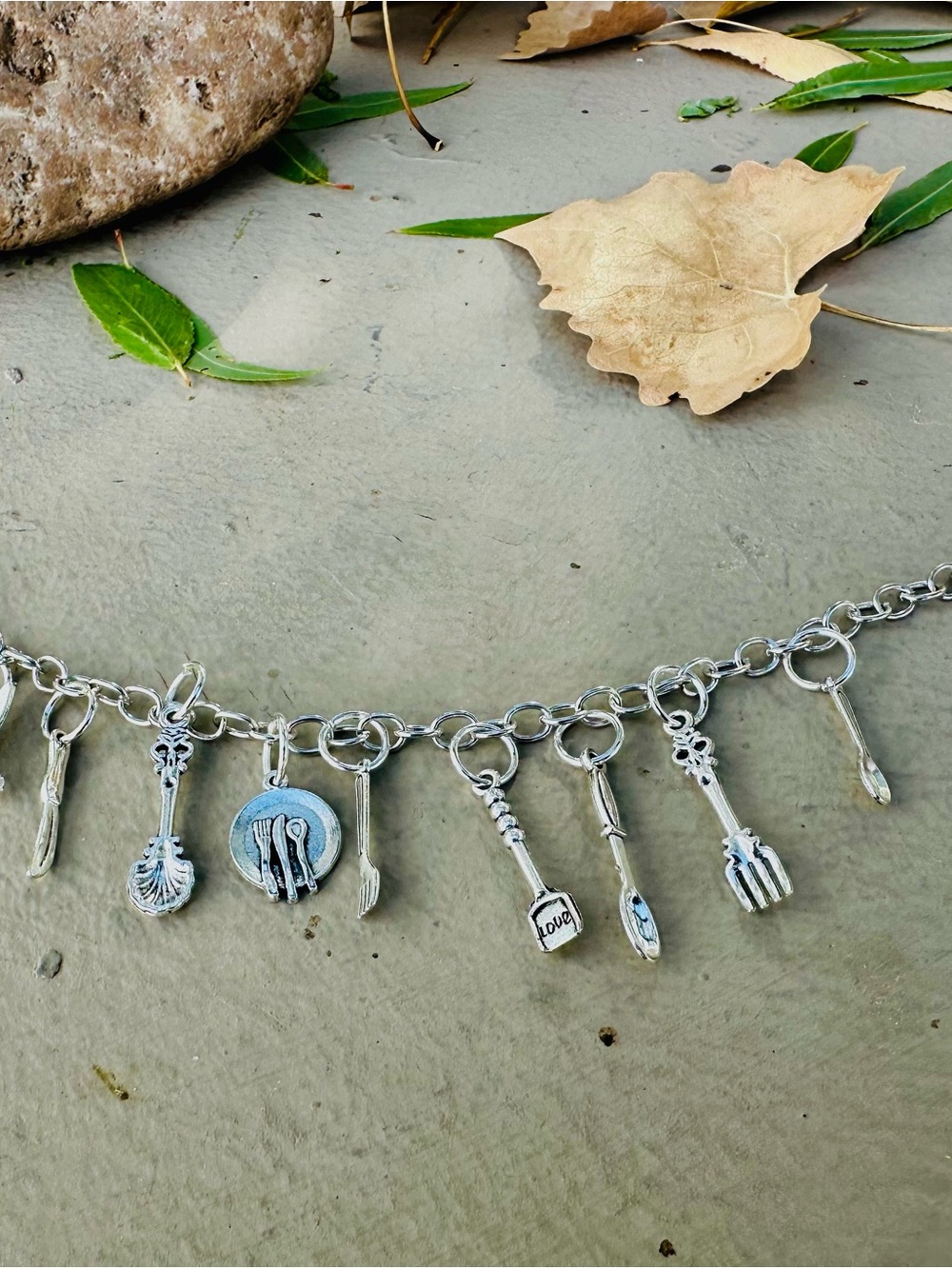 Silver Kitchen Utensil Charm bracelet